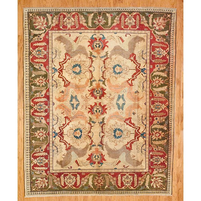 Afghani Hand knotted Beige/ Green Oushak Wool Rug (8 x 910) Today 