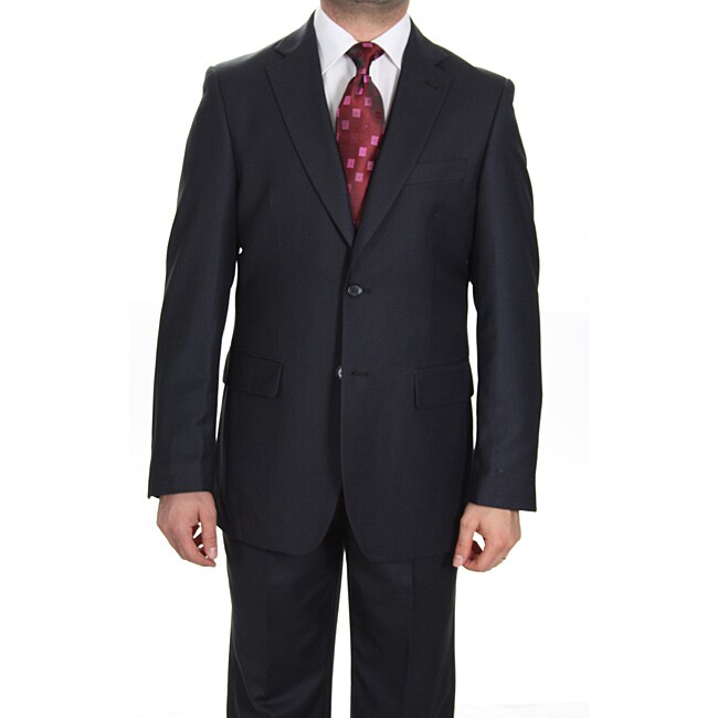 Ferrecci Mens Navy Checkered Two button Suit