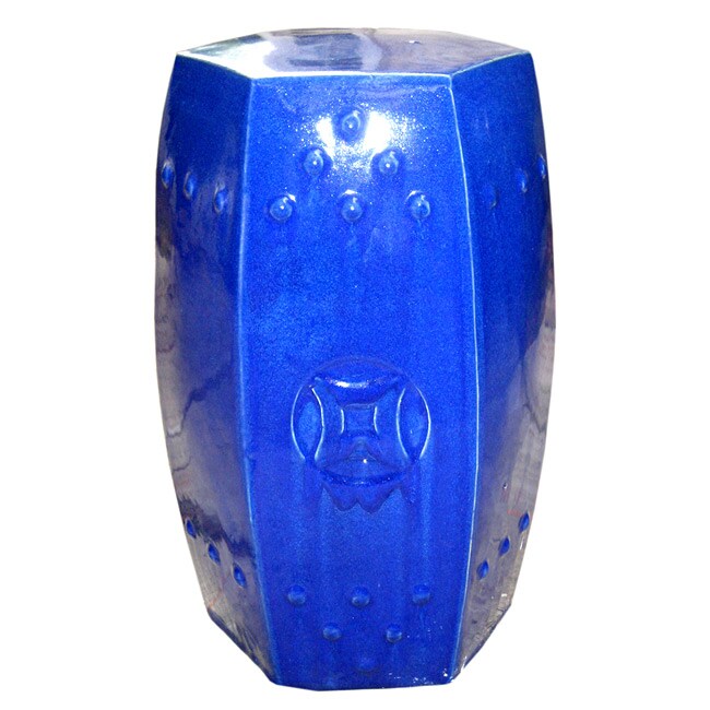 Hexagonal Blue Ceramic Garden Seat - Free Shipping Today - Overstock