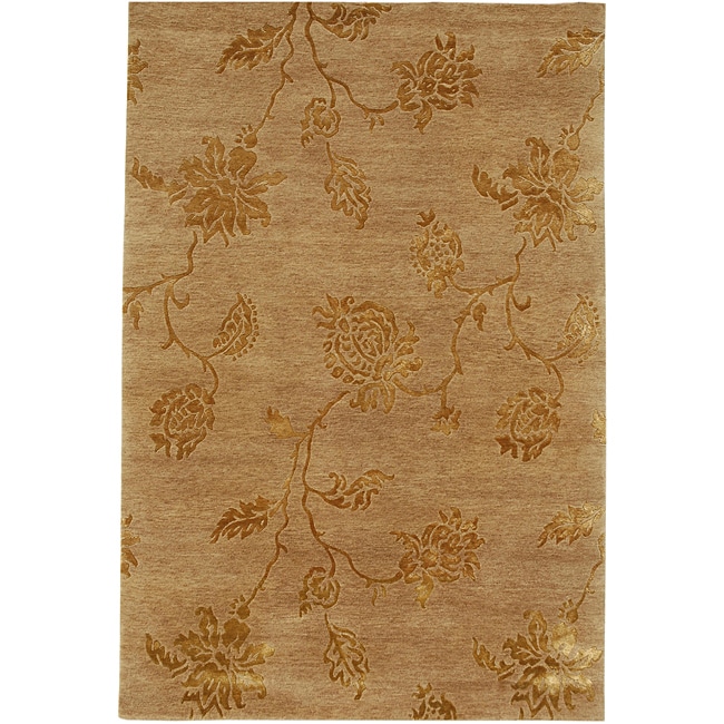 Fuscinus Hand knotted Wool and Viscose Rug (12 x 24)  