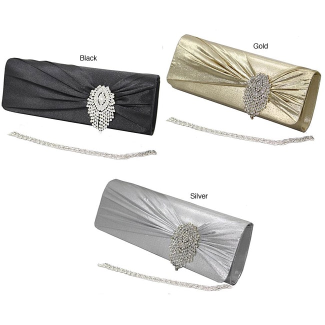 Night Sparkle Satin Rhinestone Clutch  