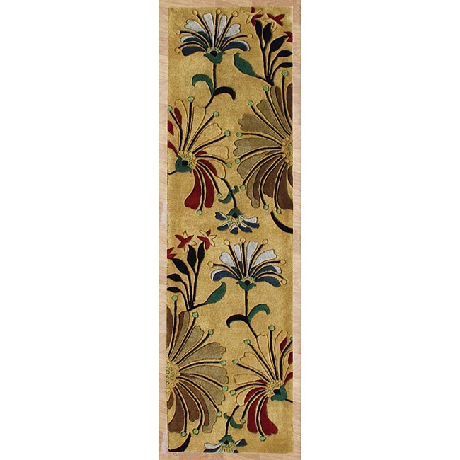 Alliyah Handmade Metro Flower Cornstalk New Zealand Blend Wool Rug (2' x 8') Alliyah Rugs Runner Rugs