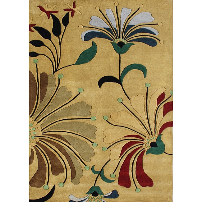   Metro Flower Cornstalk Wool Area Rug (4 x 6)  