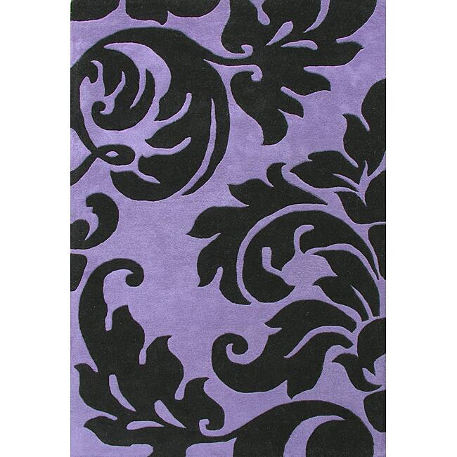 Alliyah Handmade Purple New Zealand Blend Wool Rug - Purple/Black - 4' x 6'
