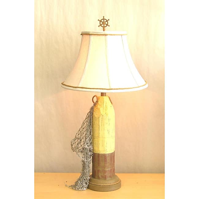 Yellow and Tan Buoy with Net Table Lamp