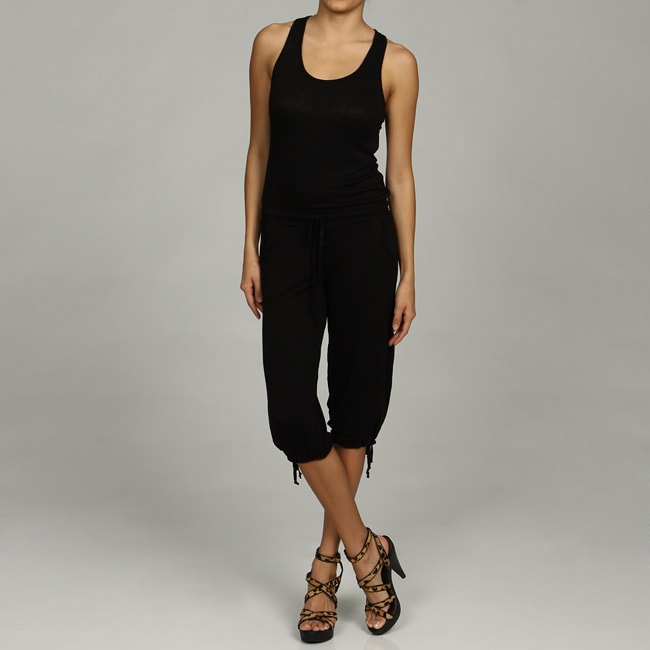 Elan Womens Black Racerback Jumpsuit  