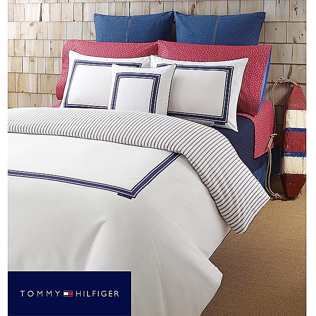 Shop Tommy Hilfiger Oxford White Kingsize Comforter Free Shipping