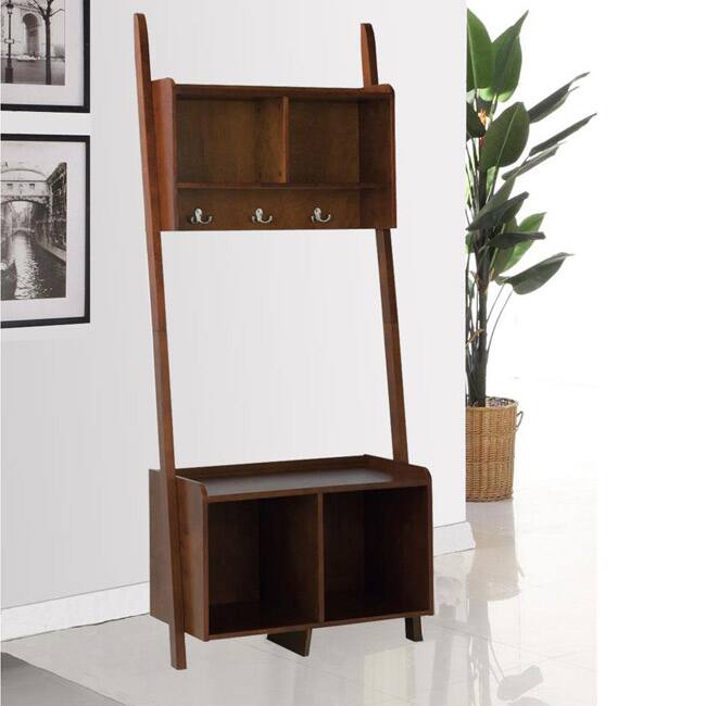 Cappuccino Leaning Ladder Shelf Bench