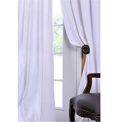 Exclusive Fabrics White Textured Cotton Linen 108-inch Curtain Panel