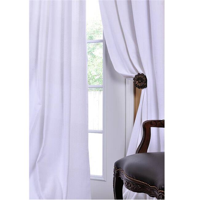 Exclusive Fabrics White Textured Cotton Linen 108-inch Curtain Panel
