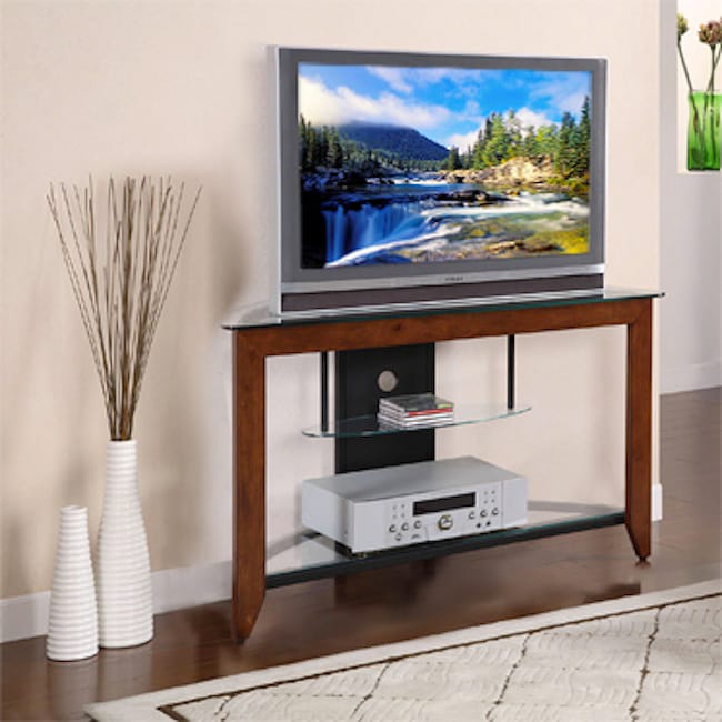 Medium Cherry and Black 42inch Corner TV Stand Free Shipping Today