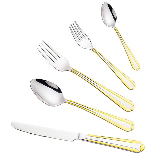 Shop Melina Gold 18/10 Stainless Steel 84-piece Flatware Set - Free ...