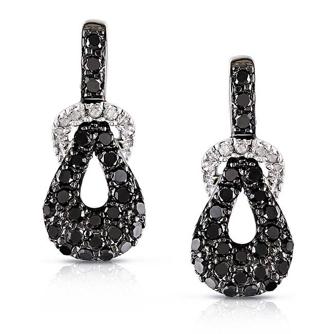 10k White Gold 1/2ct TDW Black and White Diamond Earrings (G H, I2 I3)