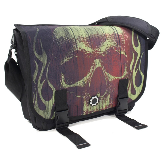 DadGear Messenger Diaper Bag in Lime Skull  