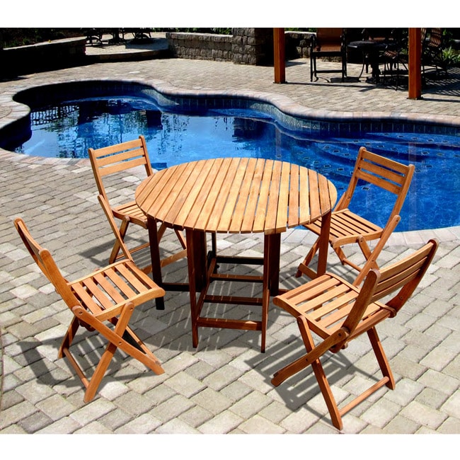 Casimir Round Table and Folding Chair Outdoor Dining Set Free