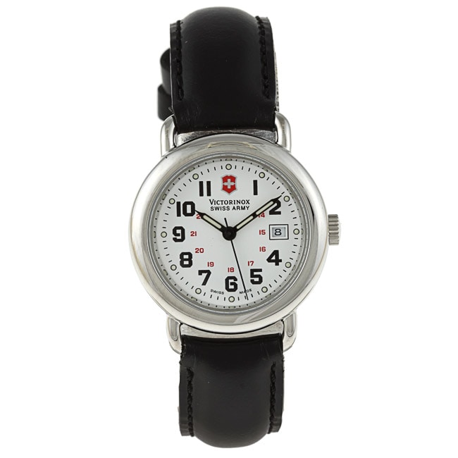 Swiss Army Women's Cavalry Black Leather Strap Watch - Free Shipping ...