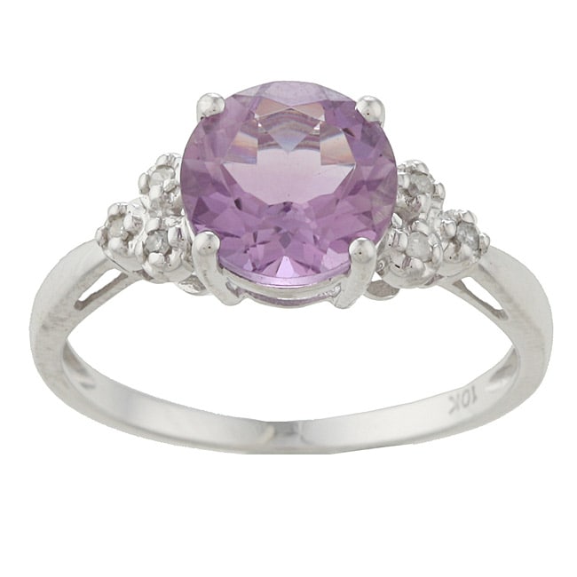 Viducci 10k White Gold Amethyst and 1/10ct TDW Diamond Ring (G H, I1 I2) Viducci Gemstone Rings