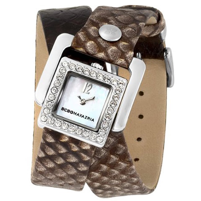 BCBG MAXAZRIA Womens Double wrap Snake embossed Python Watch 