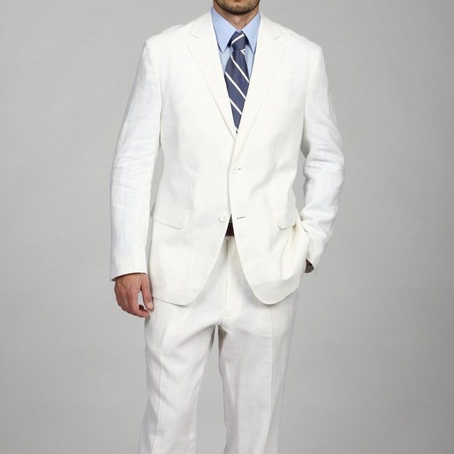 U & I Men's White Linen Suit - Free Shipping Today - Overstock.com ...