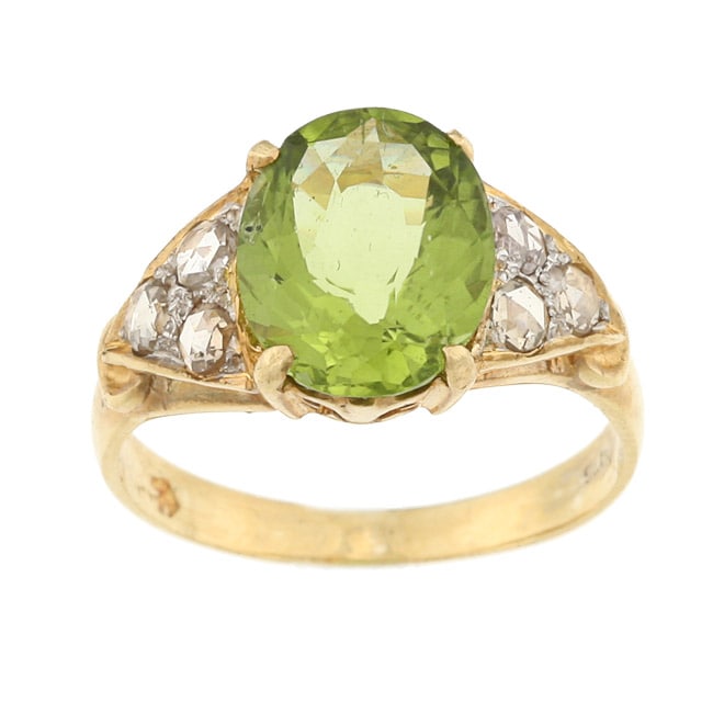   Peridot and 1/6ct TDW Diamond Estate Ring (K L, I1 I2)  