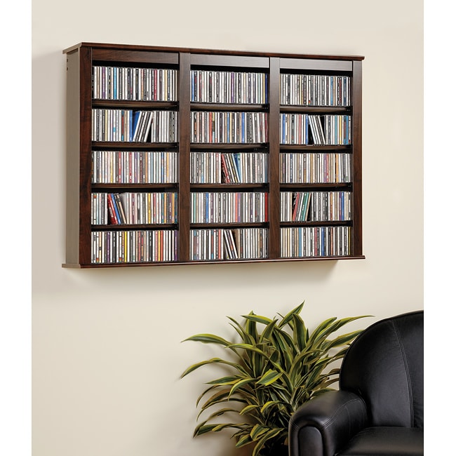 Everett Espresso Wall  hanging Media Storage Cabinet  