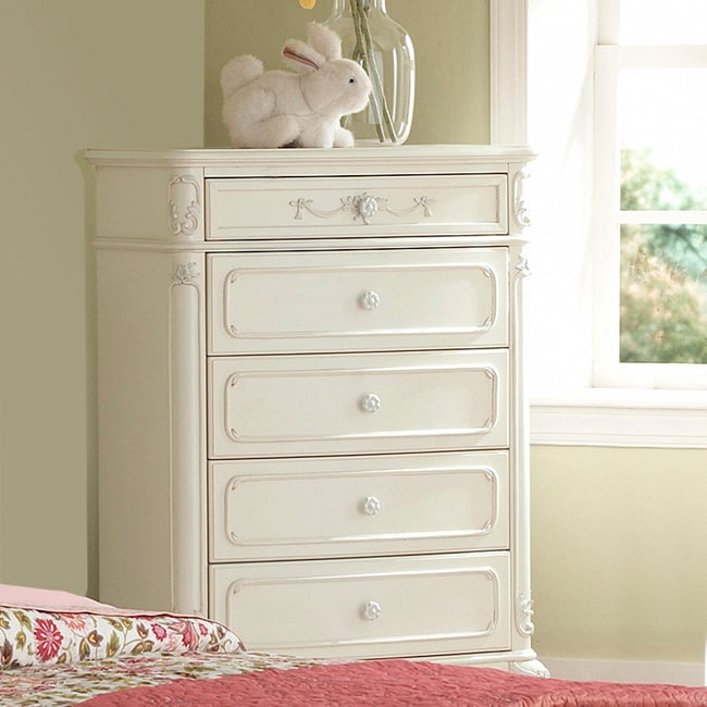 Fairytale Victorian Princess White 5 drawer Chest