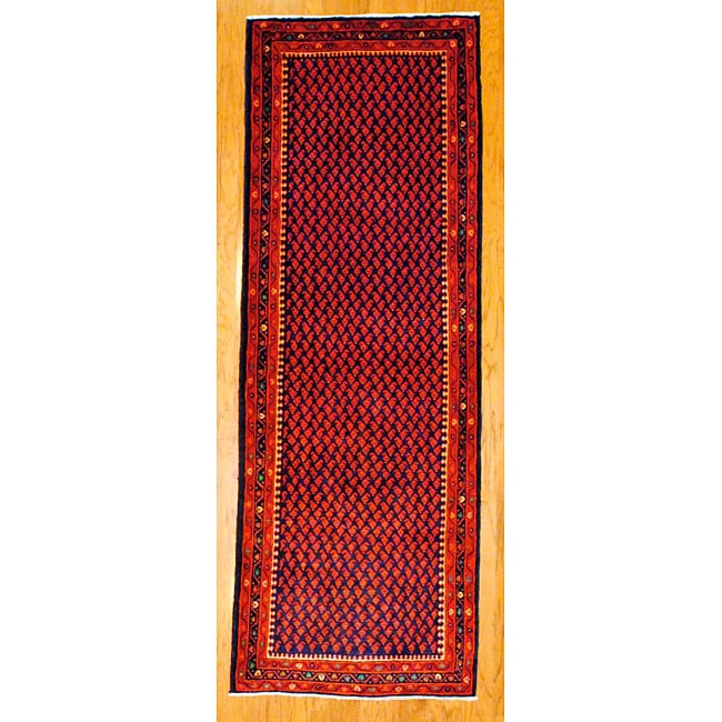 Persian Hand knotted Blue/ Red Tribal Hamadan Wool Rug (3'8 x 10'5) Runner Rugs