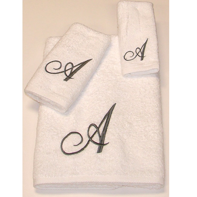 Avanti Silver Scroll 'A' Egyptian Cotton 3-piece Bath Towel Set