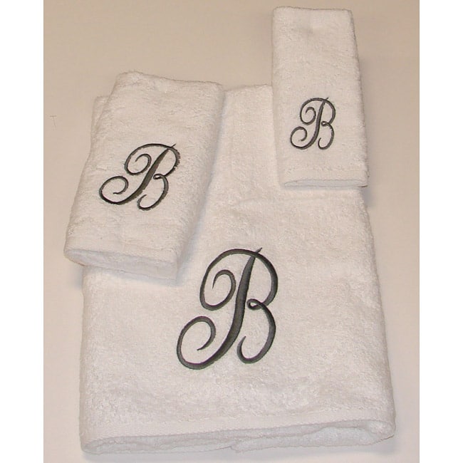 Avanti Silver Scroll 'B' Monogram 3-piece Towel Set