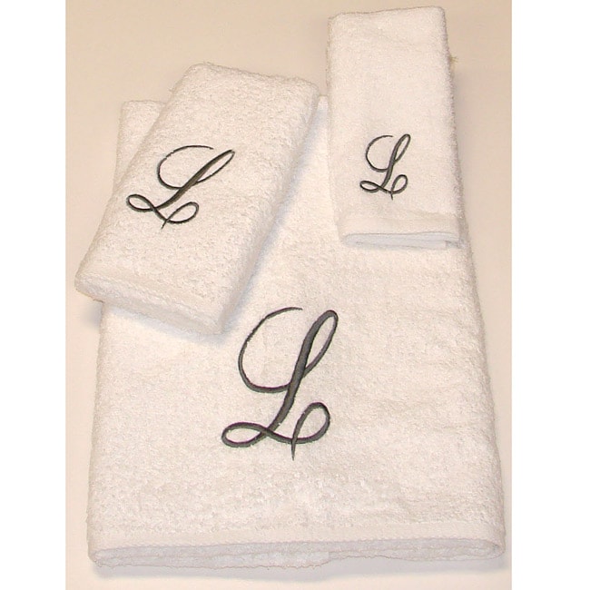 Avanti Silver Scroll 'L' Monogram 3-piece Towel Set