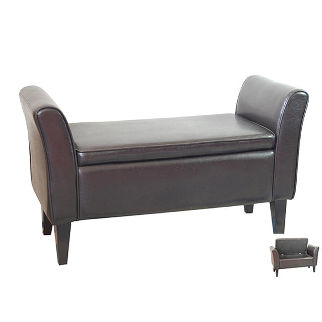 Bi cast Leather Dark Espresso Storage Bench  