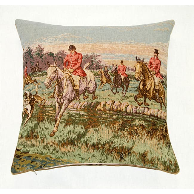 French Jacquard Woven Horsemen Decorative Pillow