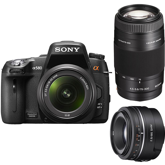 Alpha 580L 16.2MP DSLR Camera with 18 55 SAL75300 and SAL85F28 Lenses