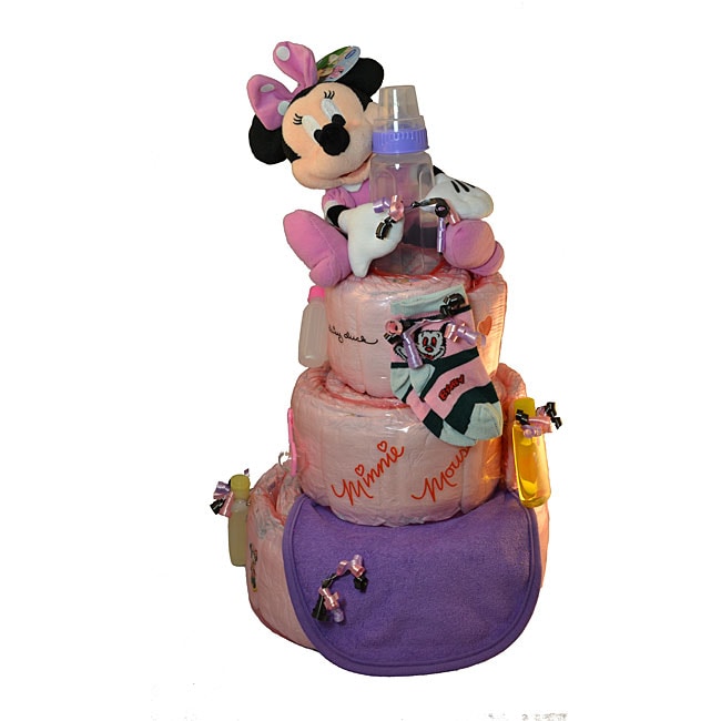 Giggles and Grins Pink Minnie Mouse Diaper Cake  
