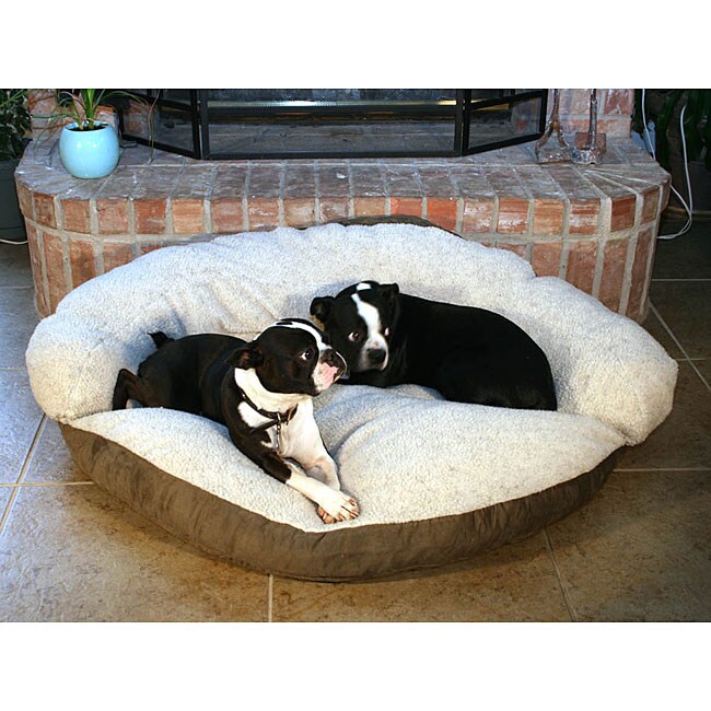 Round 42inch Light Brown Microsuede Pet Bed Free Shipping Today 13693480