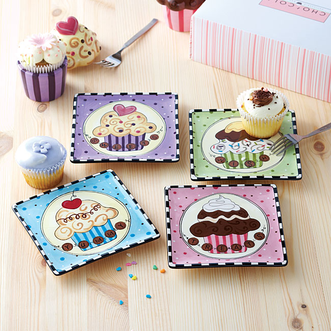 American Atelier Confections 6 inch Cupcake Plates (Set of 4 