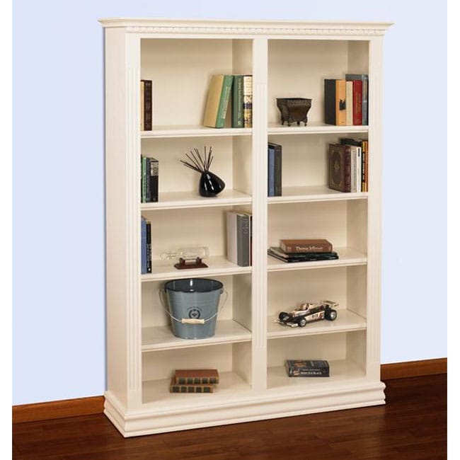 Hampton Pearl White Double Bookcase  