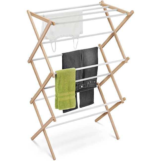 Honey Can Do Dry 01111 Wooden Drying Rack (NaturalMaterials WoodDimensions 42.5 inches high x 29 inches wide x 14 inches deepAccordion style bodyMaximum drying in minimum space25 linear feet of drying spacePine wood rods with vinyl coatingCoated bars pr