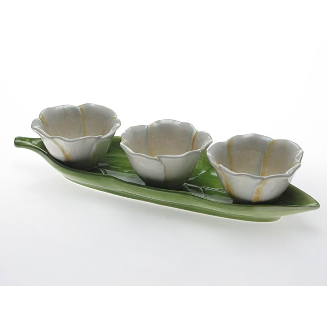 Certified International Morning Song 4 piece 3 D Serving Set 