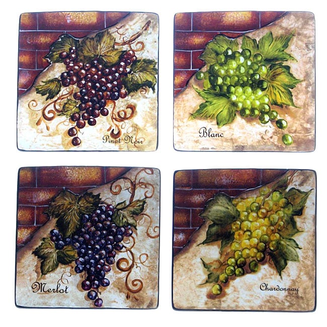 Certified International Wine Cellar 8.75 in Square Salad/ Dessert Plates (set Of 4)