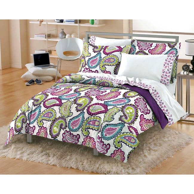 Graphic Paisley 5-piece Twin-size Microfiber Bed in a Bag with Sheet Set