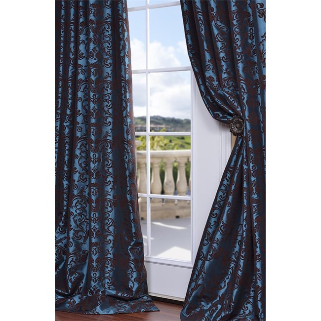 Mediterranean Blue Faux Silk 120 inch Curtain Panel