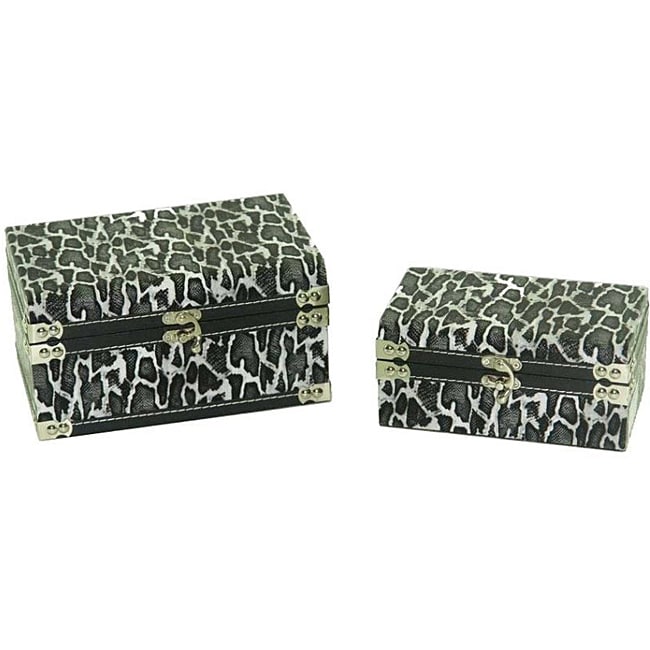Faux Leather Jewelry & Keepsake Box in Black & White (Set of 2)