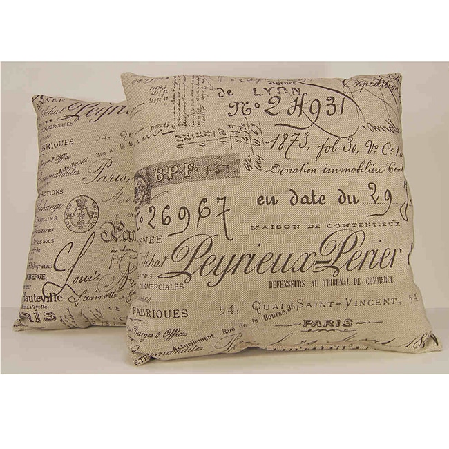 Antique Script Decorative Throw Pillows (Set of 2)  