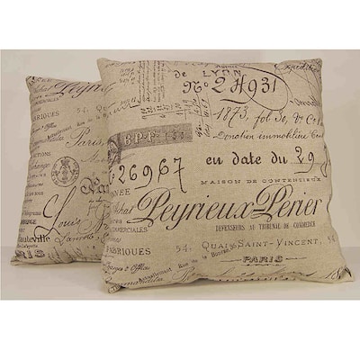 Antique Script Decorative Throw Pillows (Set of 2)
