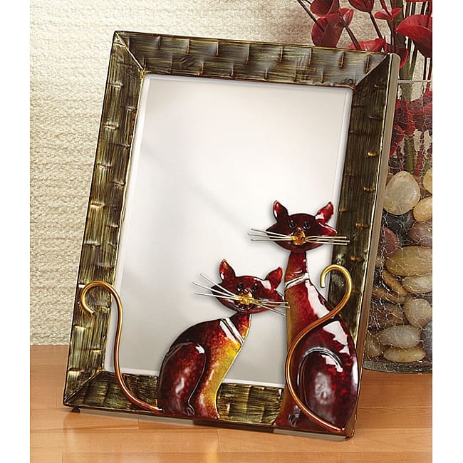Small Metal Cats Table Mirror