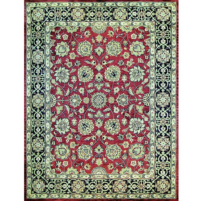 Hand tufted Genus Red/ Black Wool Rug (79 X 99)