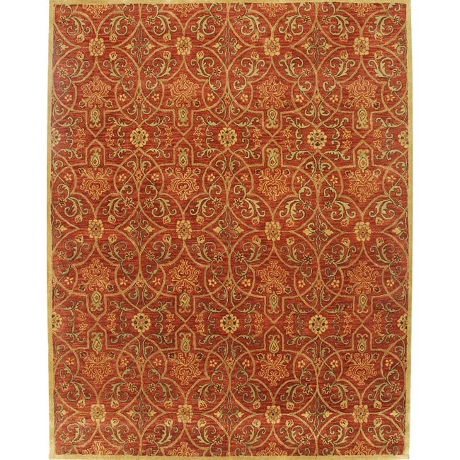 Alliyah Handmade Burgundy New Zealand Blend Wool Rug (10 X 14)