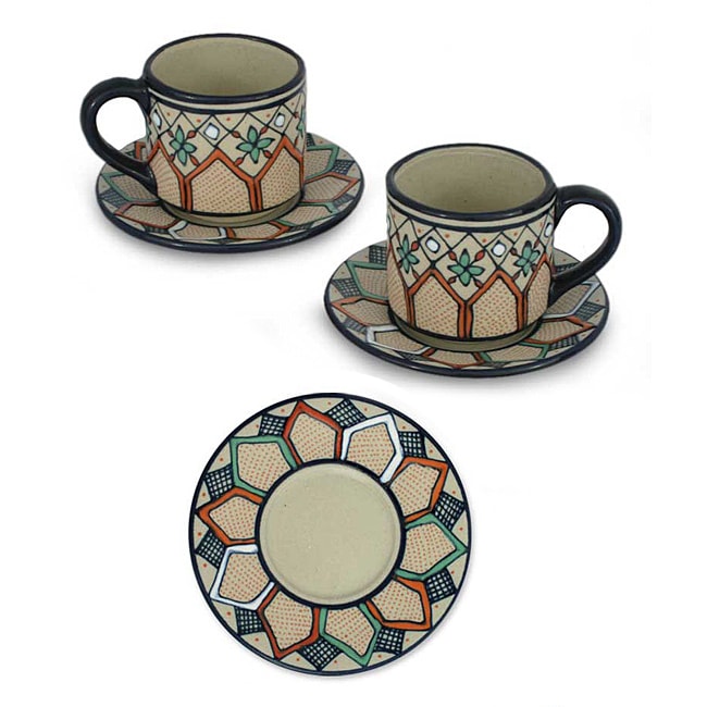 Set of 2 Ceramic Coffee Bouquet Espresso Cups (Mexico)   