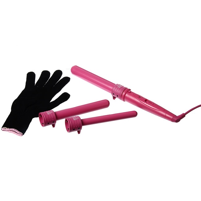 ISO Trio Pink Tourmaline Ceramic Twister Curling Iron Set